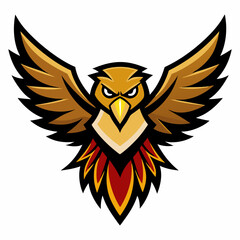 Front View of Flying Eagle Logo Vector Illustration - Black Silhouette, Line Art, Outline Design on White Background