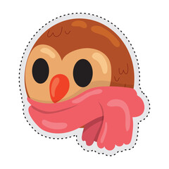 Autumn animal Owl sticker icon Vector