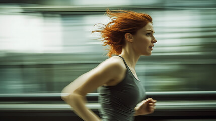 Woman running with motion blur effect