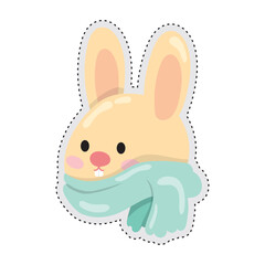 Autumn animal Rabbit sticker icon Vector