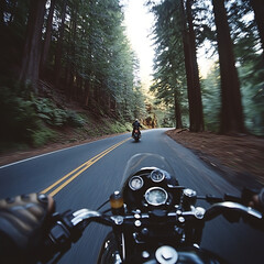 Motorcyclist Riding Through Trees: POV Perspective