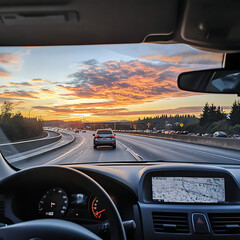 First-Person Perspective of Driving on a Highway