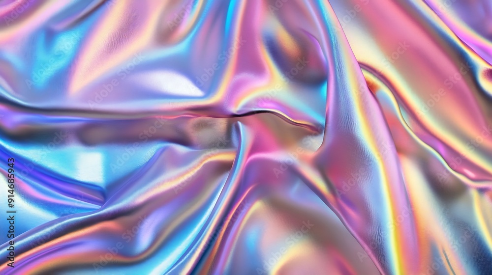 Poster processed collage of iridescent fabric trendy cloth holographic texture background for banner backdr