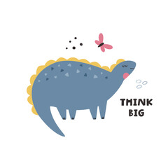 Vibrant Hand-Drawn Vector Cartoon Dinosaur Illustrations. Modern Design for Nursery, Greeting Cart, Apparel Print, Frame Art