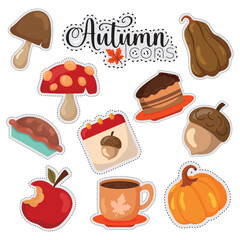 Autumn stickers icons set Vector