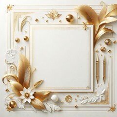 Golden Framework Isolated on White Background