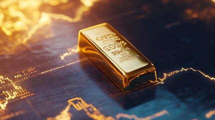 Gold bar on graph economy finance exchange trade investment concept : Generative AI
