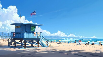 Lifeguard Stand on a Sunny Beach