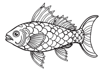 black and white fish mandala illustration.
