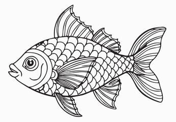 black and white fish mandala illustration.
