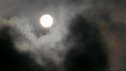 Tokyo, Japan -August 9, 2024: The sun covered with the Moving clouds in the Morning