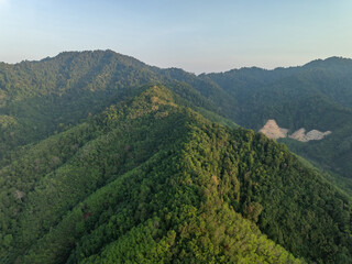 Obraz premium Aerial view Tropical Rainforest trees mountains