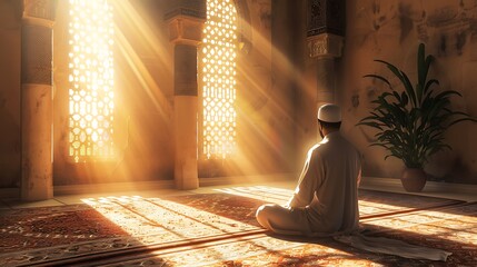 Fototapeta premium Man in Prayer in a Mosque
