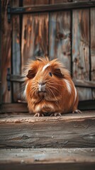 Guinea Pig isolated on wooden background
