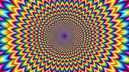 Optical illusion showing too many different colors blending together, colors, spectrum, rainbow, vibrant