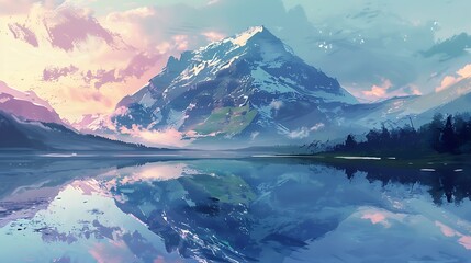 Tranquil Mountain Reflection in a Still Lake