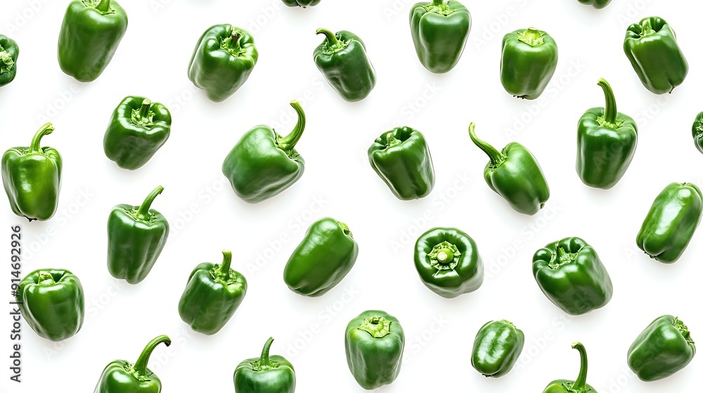 Poster seamless pattern with green pepper vegetables abstract background pepper on the white background : g