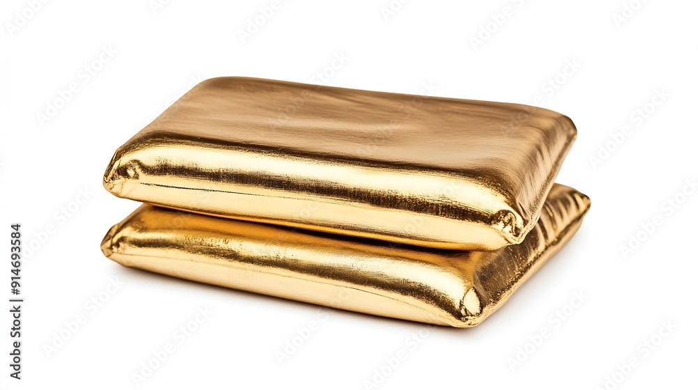 Aufkleber stack of shiny gold bars isolated on white : generative ai