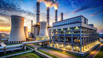 Modern thermal power station pipes , industry, steam, energy, technology, infrastructure