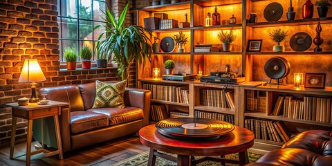 A cozy vinyl listening bar with retro decor and a vibrant audiophile community