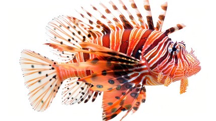 A Close-up of a Strikingly Patterned Lionfish