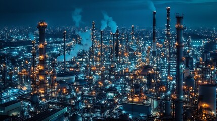 Fototapeta premium Oil refineries and chemical plants in industrial areas : Generative AI