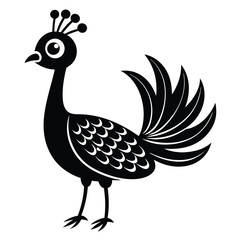 Cute peacock cartoon hand drawing