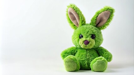 Obraz premium Green plush bunny toy with a fluffy texture, bunny, plush, toy, green, soft, fluffy, cute, stuffed animal, adorable, plaything