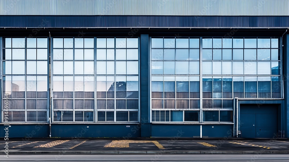 Wall mural large industrial factory facade building : generative ai