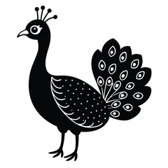 Cute peacock cartoon hand drawing