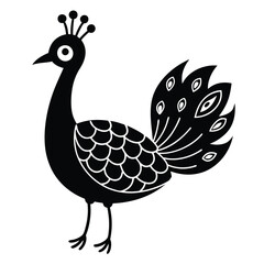 Cute peacock cartoon hand drawing