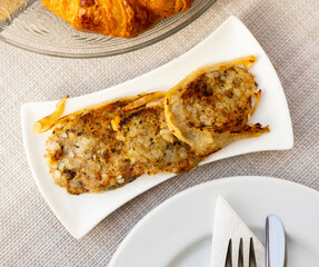 Traditional spanish girella lamb sausage on a plate