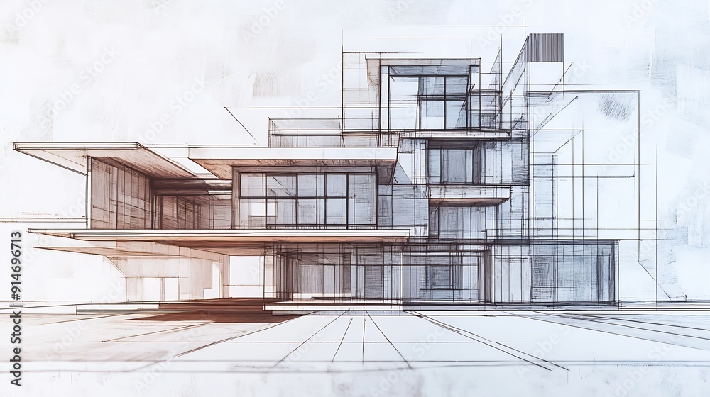 Aufkleber architecture drawing on architectural creative project business architecture building construction i