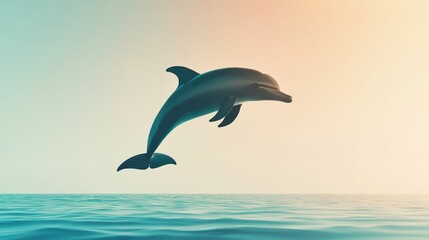 A graceful dolphin leaps above the vibrant ocean waves, showcasing its playful nature in a stunning sunset backdrop.