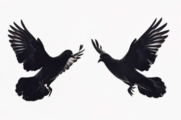 Fototapeta premium Peaceful silhouettes of two doves symbolizing harmony in flight