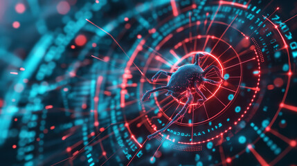 Cyber security network connection concept. Bug interception.