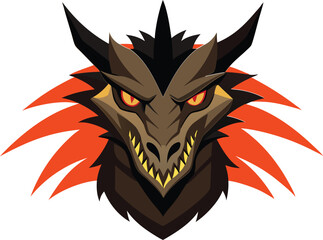 dragon head silhouette vector illustration 