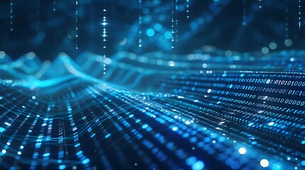 Abstract Digital Landscape with Binary Code