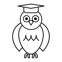 Smart owl with a professor's hat