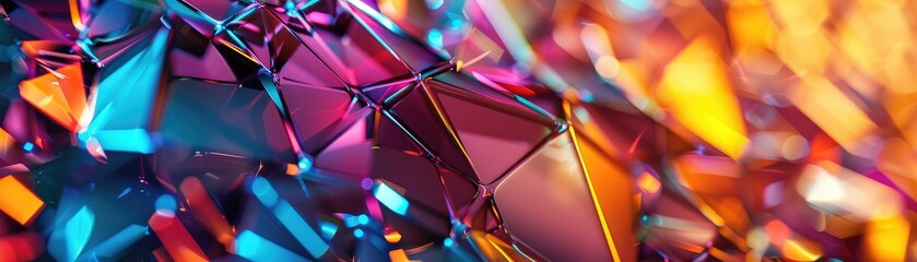 Abstract background with colorful geometric shapes.