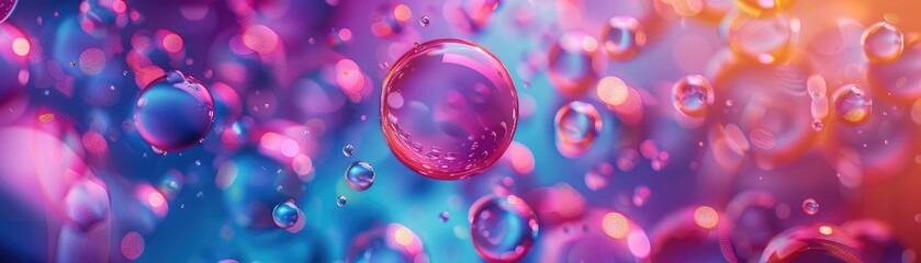 Abstract background with colorful glowing orbs.