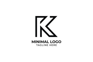 Minimalist letter K logo icon line design template element for modern business logo company, app, icons, 