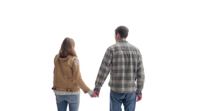 Couple holding hands on transparent background