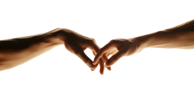 Couple holding hands on transparent background