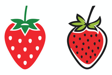 Fresh Strawberry icon set. Flat vector illustrations