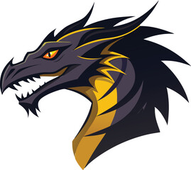 dragon head silhouette vector illustration 