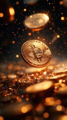 3D Blender coin icon symbolizing insurance policy benefit, isolate background, extreme close-up, minimal and bright. space for text