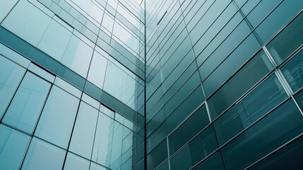 Modern Building Facade with Glass Panels and Metal Frames