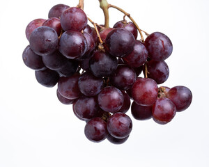 Bunch of Red Grapes on a White Background