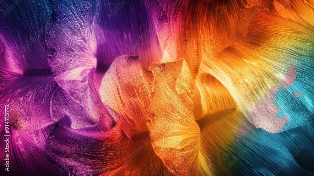 Leinwandbilder Bright colors merge to create an abstract representation of flowers, showcasing swirling patterns and intricate details